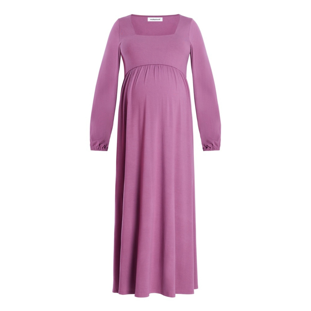 Motherhood Maternity Dress M Purple Long Sleeve Empire Waist Midi